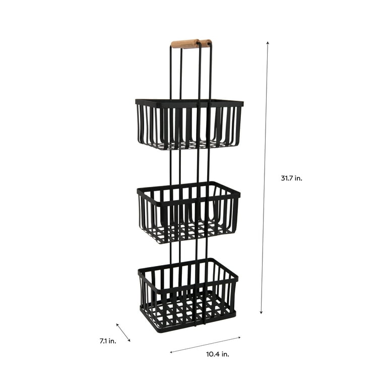 3 Tier Round Wire Shower Storage Tower Black - Made By Design™