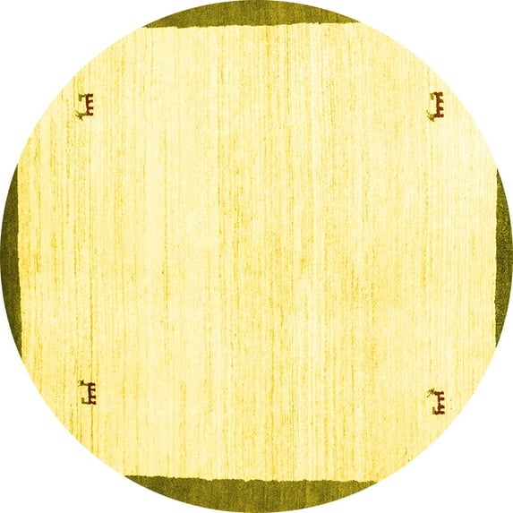 Ahgly Company Machine Washable Indoor Round Solid Yellow Modern Area Rugs, 5' Round