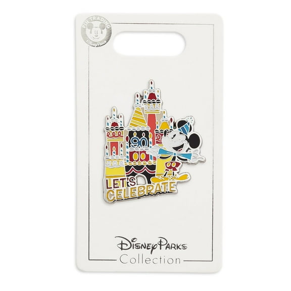 Disney Parks Mickey Mouse Let's Celebrate Pin New with Card