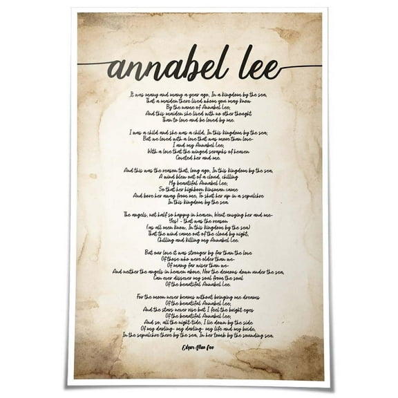 Annabel Lee Poem Wall Art poster Home Living Room Giclee Artwork  for Bathroom Decorations poster