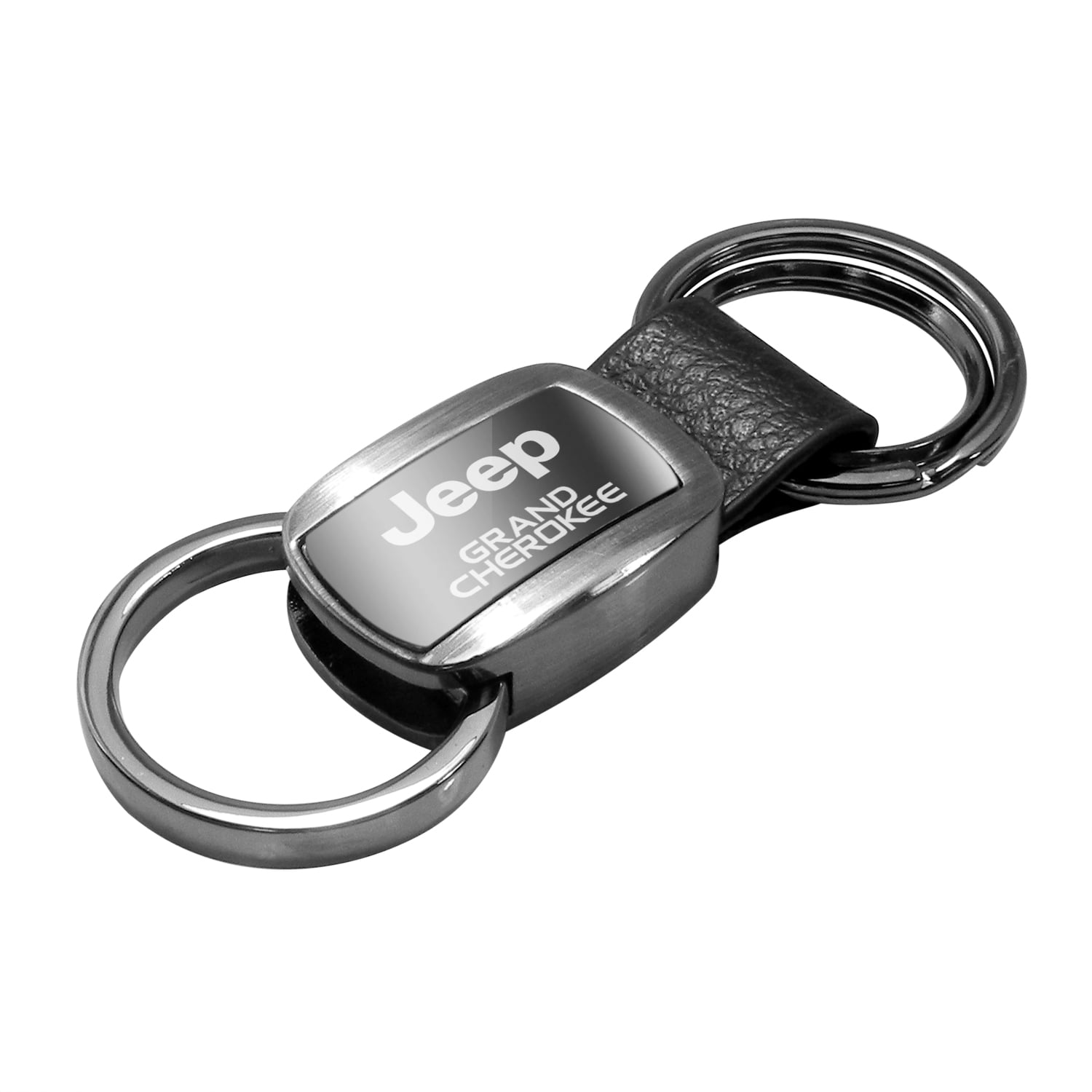 Jeep Grand Cherokee Black Chrome Metal with Genuine Leather Accent Key