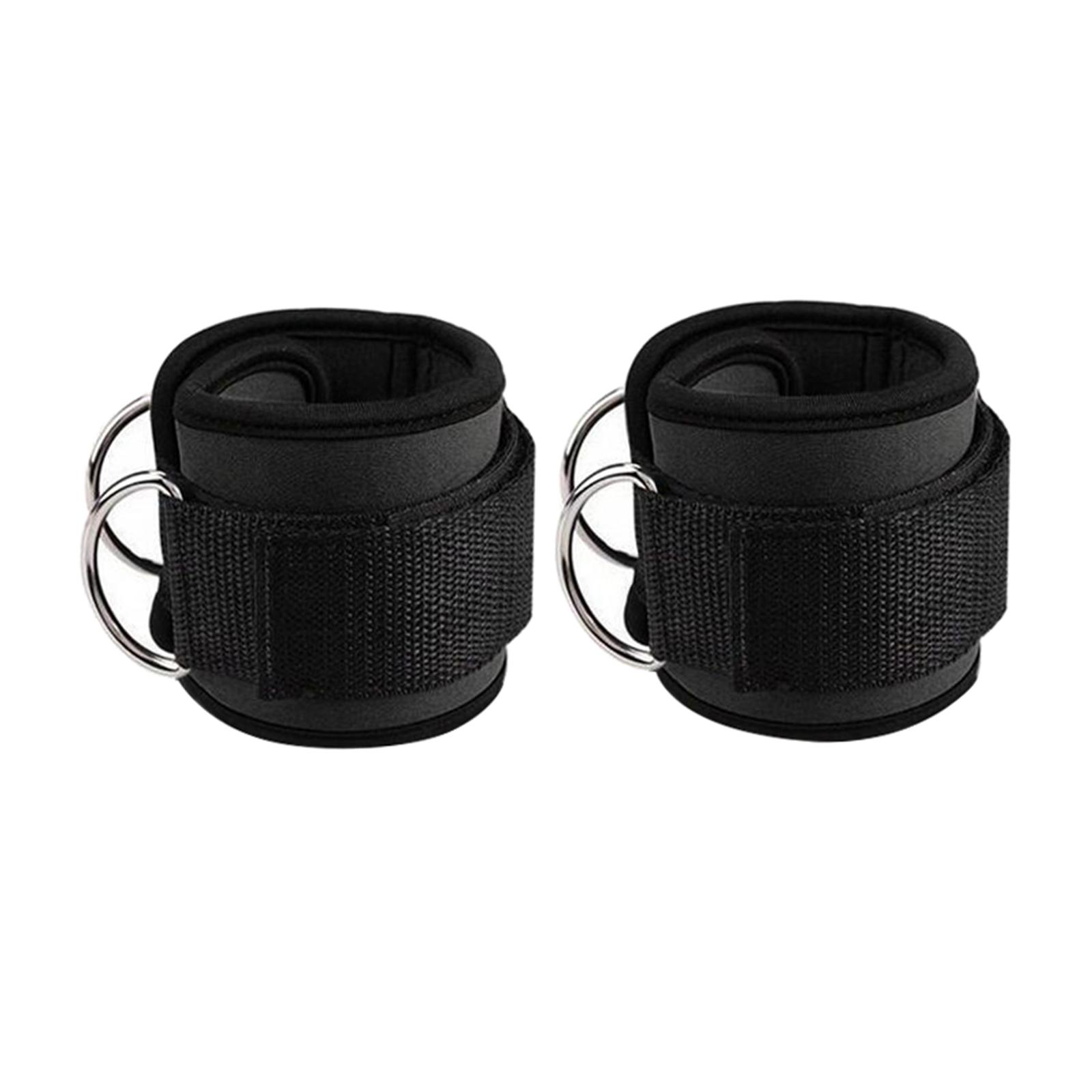 Ankle Strap Bands Exercise Leg Extensions Attachments for Gym Black