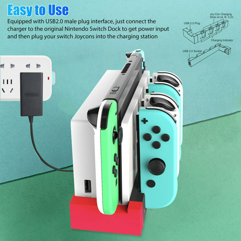 Charging Dock for Nintendo Switch/OLED/Joy-Con Controller, TSV Fast  Charging Station, Switch Controller Charger Stand 
