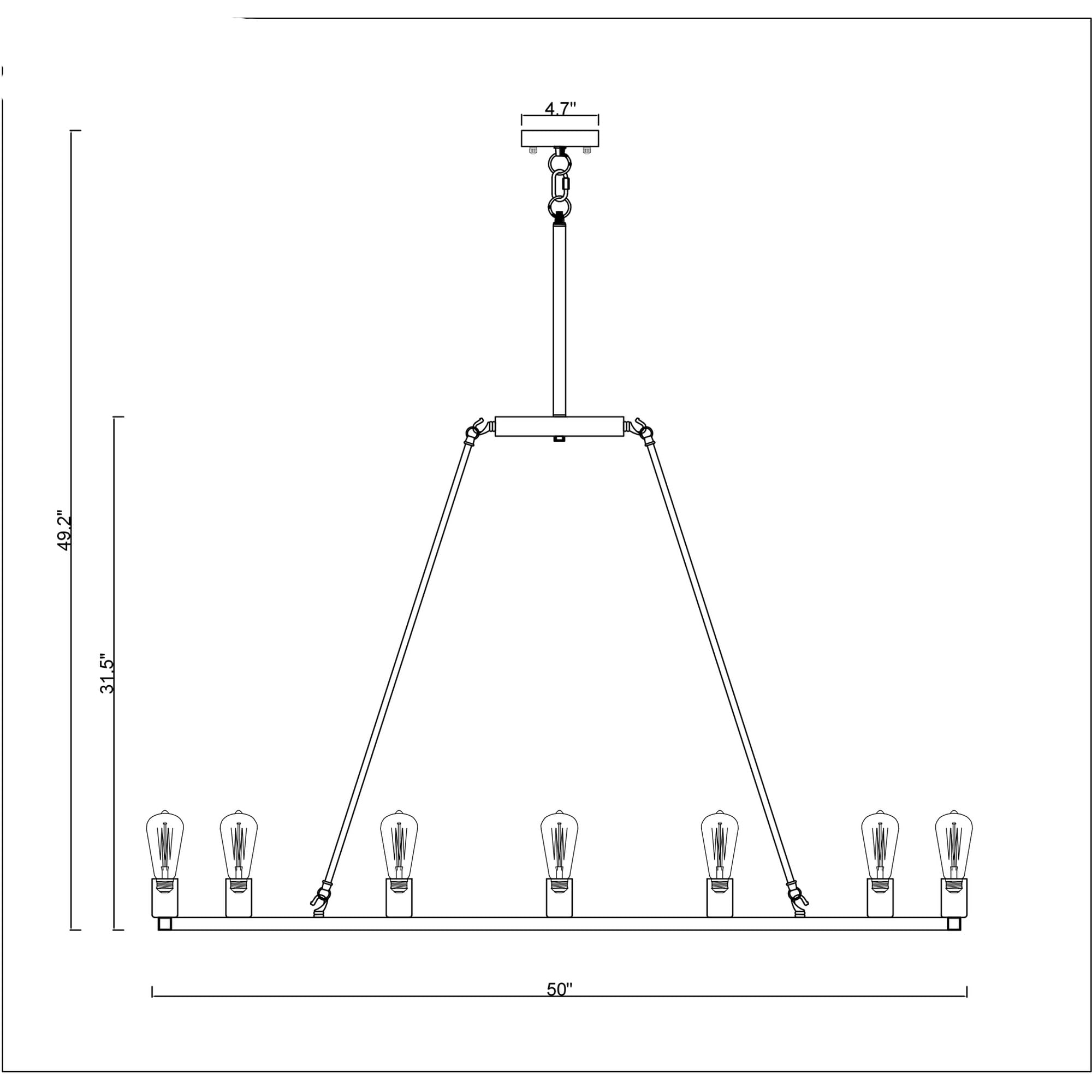 Home Accessories Homer Matte Black 14-Light Linear Kitchen Island Chandelier