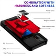 thumbnail image 3 of Heavy Duty Case for Motorola Moto G 5G (2024) with Camera Lens Sliding Cover Card Holder, Rugged Protection Shockproof Phone Cover with Rotate Ring Holder Stand Magnetic Car Mount, Red, 3 of 7
