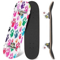 31'' Complete Skateboard 7 Layer Canadian Maple Double Kick Deck Skateboards Dogs Skate Board for Beginner Adult Gifts