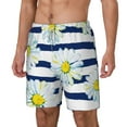 thumbnail image 2 of Balery Daisy Striped Nautical Mens Swim Trunks Swim Shorts for Men Quick Dry Inseam Beach Shorts with Compression Liner Pocket-Small, 2 of 9