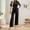 Black, variant on Women's V Neck Long Sleeve Jumpsuit Elegant Wide Leg Romper with Belt and Pockets for Casual Wear