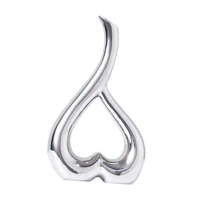 Jarrón con forma de corazón, estatua artística, jarrón decorativo moderno, figura de cerámica, florero Plata