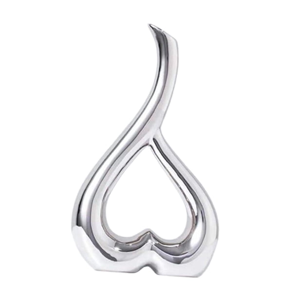 Jarrón con forma de corazón, estatua artística, jarrón decorativo moderno, figura de cerámica, florero Plata