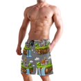 thumbnail image 6 of Sky Island Pattern Medium Size Men's Quick Dry Beach Shorts with Mesh Lining, Lightweight, 6 of 8