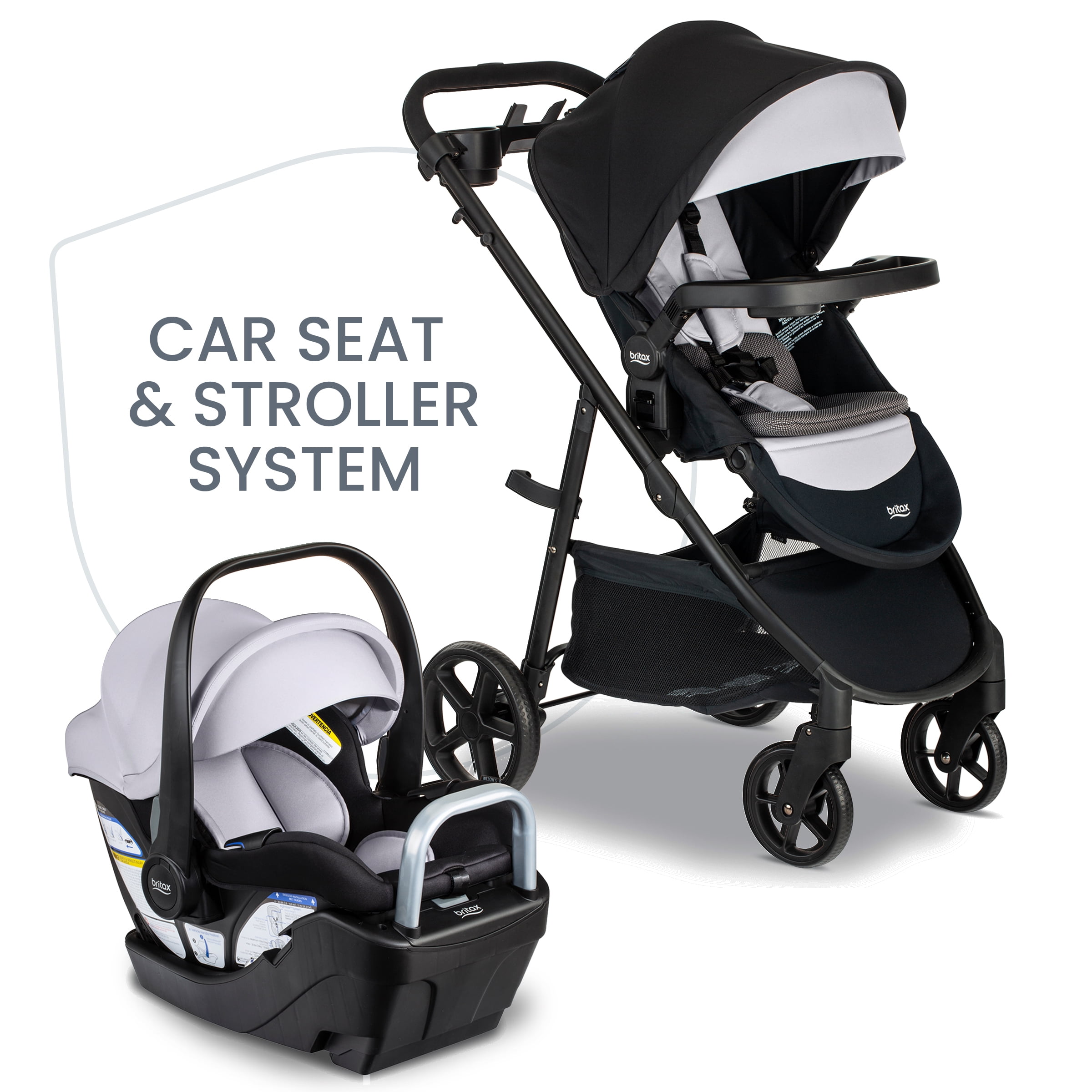 Britax Willow Brook S+ Baby Travel System, Infant Car Seat and Stroller Combo, Glacier Onyx