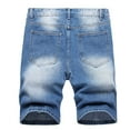 thumbnail image 3 of Mens Summer Wash Distressed Jean Shorts Button Zipper Closure Ripped Denim Short Straight Baggy Patchwork Shorts with Pockets, 3 of 3