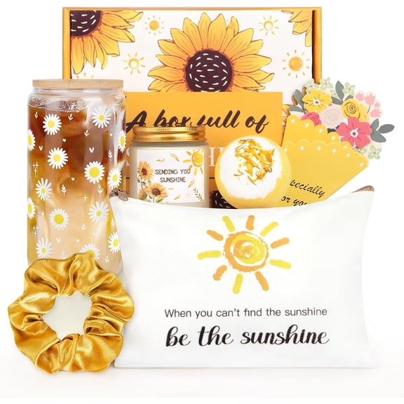Birthday Gifts for Women, Unique Sunflower Gift Baskets for Women, Sending Sunshine Get Well Soon Gifts for Sister, Her, Wife, Daughter, Friend
