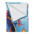 thumbnail image 2 of Dragon Soft Flannel Fleece Blanket, Surreal Folk Tale Creature Spitting Flame on Clouds Chinese Cartoon Art, Cozy Plush for Indoor and Outdoor Use, 50" x 70", Sky Blue Orange Indigo, by Ambesonne, 2 of 5
