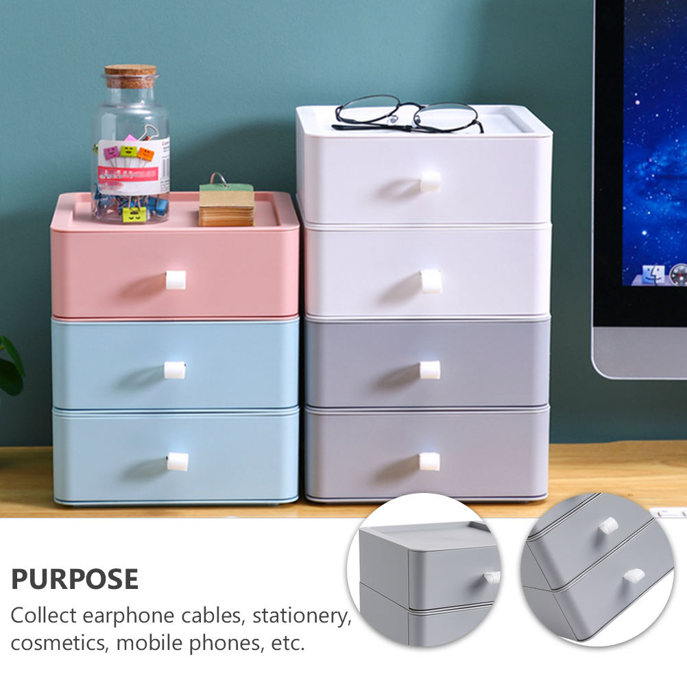 OFFIGAM Grey Plastic Desk Organizer with 3-Tier Storage for Home and Office, Multi-Functional Desktop Organizer, 1 Piece