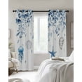 thumbnail image 3 of Blue Coastal Blackout Curtains 54 Inches Long for Bedroom,Summer Eucalyptus Leaves Beach Ocean Starfish Nautical Thermal Insulated Room Darkening Black Out Curtain Panels Grommet Drapes for Windows, 3 of 8