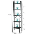 thumbnail image 3 of Industrial Ladder Bookshelf, Multifunctional Ladder Shelf, 5-Tier Tall Bookshelf, Open Ladder Shelf Bookcase, Rustic Brown, 3 of 9
