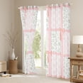 thumbnail image 3 of Homewish Girls Floral Flower Blackout Curtains Set of 2 (52x84 Each), Pink Checkered Window Curtains, Cute Bow Knot Curtains and Drapes, Luxury Home Decor, 3 of 6