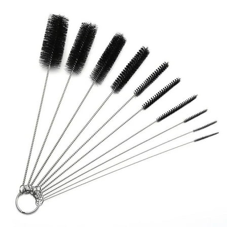 EEEkit 10Pcs Bottle Cleaning Brushes, Nylon Tube Pipe  Keyboard Washing Cleaner Straw Tools, Black