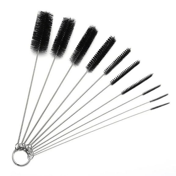 EEEkit 10Pcs Bottle Cleaning Brushes, Nylon Tube Pipe  Keyboard Washing Cleaner Straw Tools, Black