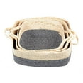 thumbnail image 3 of Truu Design Set of 3 Oblong Two-Tone Beige Woven Baskets, 3 of 4