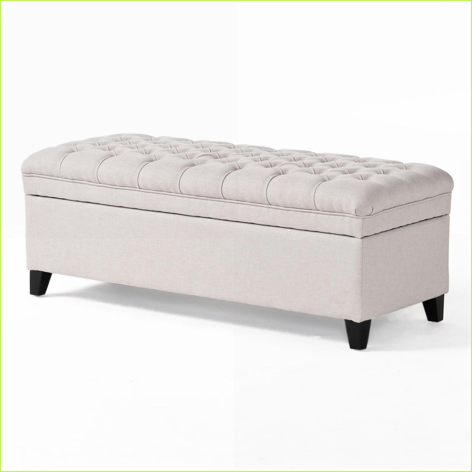 Storage Ottoman Modern 50” Wide Light Gray for Living Room | Fabric | Foot Stools