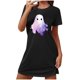 thumbnail image 2 of Camisón corto de talla grande para mujer, camisón de manga corta con estampado de pecho a la moda, camisón para mujer, 2 of 5