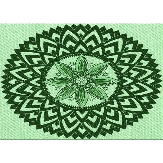 Ahgly Company Indoor Rectangle Patterned Deep Emerald Green Area Rugs, 7' x 9'