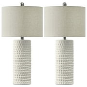 Oneach Ceramic Table Lamps Set of 2 for Living Room Bedroom Study 24.5 Modern White Bedside Nightstand Lamp
