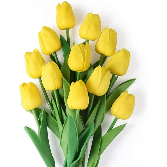 12 Pack de Fausses Tulipes Fleurs Artificielles Bouquet d'Arrangement pour la Décoration de Mariage à la Maison Vrai Toucher Fausses Fleurs pour Pièce Maîtresse Décoration Réaliste F