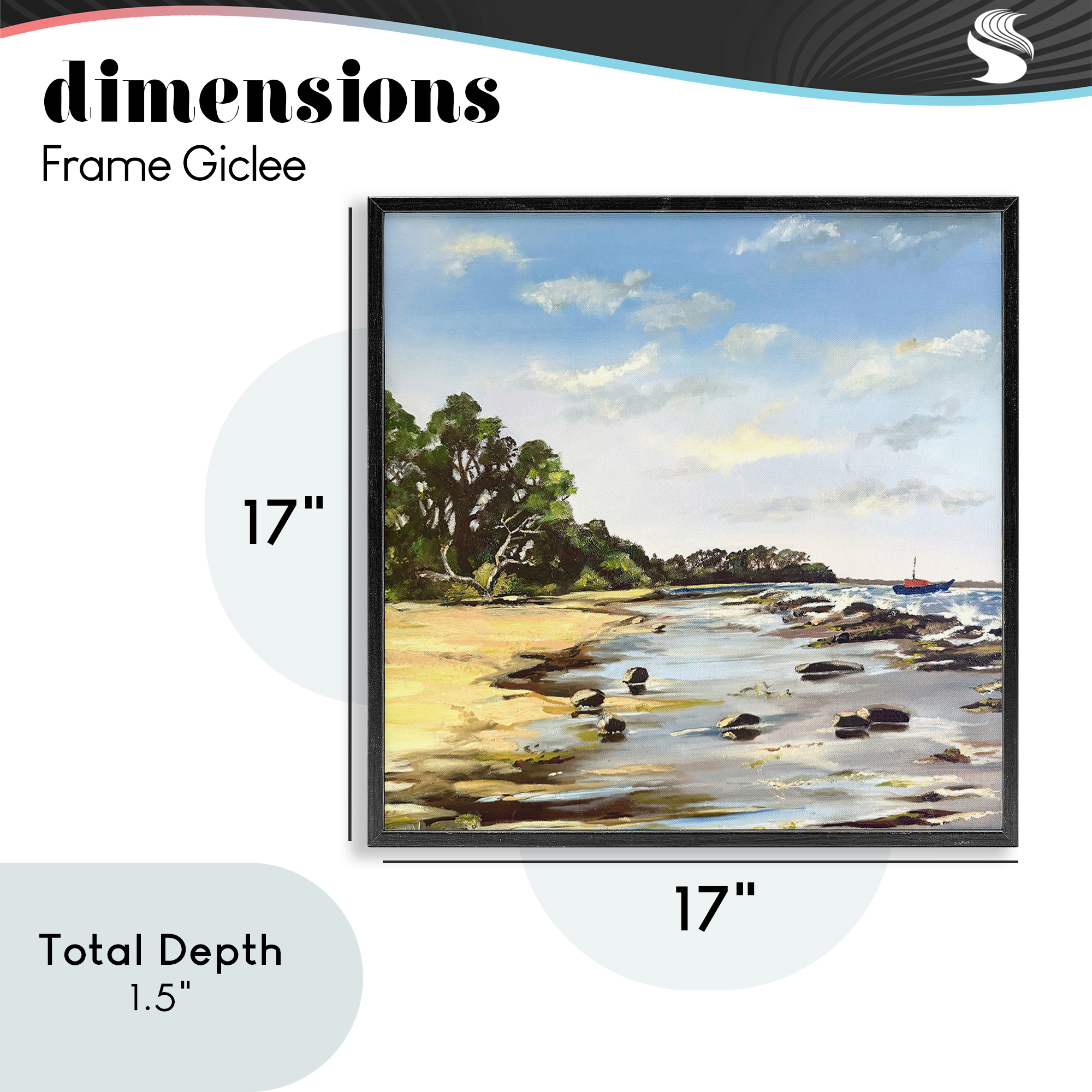 Low Tide Seascape Black Framed Giclee Art, design by Patricia Reynolds