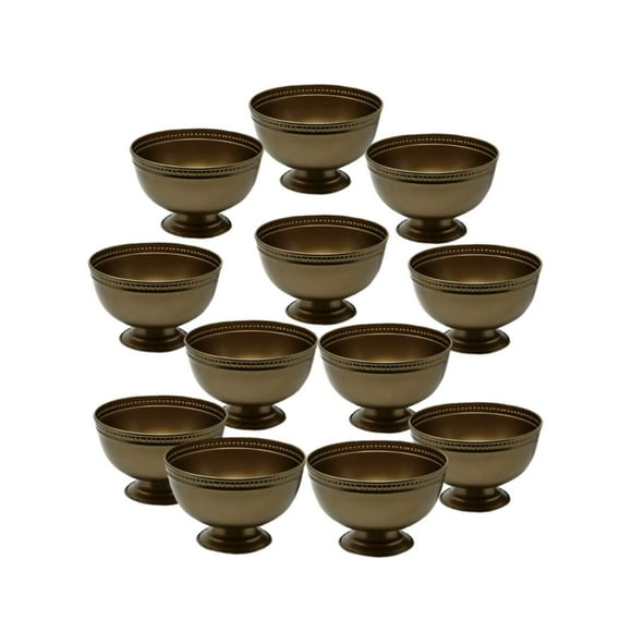 Serene Spaces Living Antique Gold Iron Pedestal Bowl, Versatile Footed Bowl, Set of 2, Measures 4.5" Tall and 6.75" Diameter