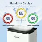 HUMSURE 70 Pints Dehumidifier for Basements with Drain Hose, Large Dehumidifier Covers up to 4500 Sq. Ft, Auto Defrost, 24H Timer, White