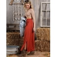 thumbnail image 4 of Doublju Women's Smocking Waist Detailed Maxi Slit Skirt With Pocket, 4 of 5