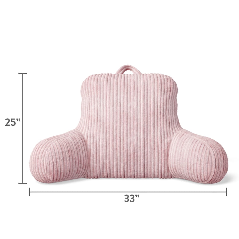 Mainstays Kids Ribbed Corduroy Plush Backrest Pillow, Light Pink