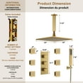 thumbnail image 2 of Boyel Living 12 inch Ceiling Mount Shower Head LED Light 3 Function Thermostatic Shower System with 6 Body Jets ,Brushed Gold, 2 of 8