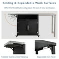 thumbnail image 3 of 64" Outdoor Kitchen Cabinets, Side Kitchen Storage Island with Foldable Side Tabletop and Rack, Wicker Outdoor Grill Cart with 2 Doors for BBQ, Patio, Backyard, Matte Black, 3 of 7