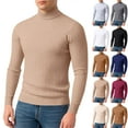 thumbnail image 6 of Men's Slim Fit Mock Neck Cable Knit Sweater Casual Long Sleeve Ribbed Pullover, 6 of 6