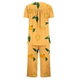 thumbnail image 5 of CAZOFW Pajamas for Women,2 Piece Short Sleeve Top,Capri Pant,Loose Soft Home Lounge Sleepwear Sizes S-3X, 5 of 6