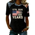 thumbnail image 2 of Womens Patriotic USA Shirt 250th Anniversary American Flag T Shirts Casual Short Sleeve Summer Top 4th of July Clothes, 2 of 4