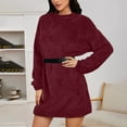 thumbnail image 2 of HCURIBAD Oversized Sweater Dress for Women Women's Furry Pullover Sweater Dress Loose Oversized Long Knitted Tops, Long Sweater Red 2XL, 2 of 4