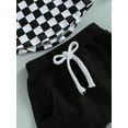 thumbnail image 6 of Bagilaanoe 2Pcs Toddler Baby Boy Short Pants Set Checkerboard Print Short Sleeve Hoodie Tops + Shorts 6M 12M 18M 24M 3T Kids Casual Summer Outfits, 6 of 8
