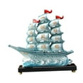 thumbnail image 3 of Esquirla Chinese Sailboat Statue Feng Shui Ornament, Home Decor Resin Sailing Boat Figurine Ship Model Sculpture for Study Living Room Blue, 3 of 8