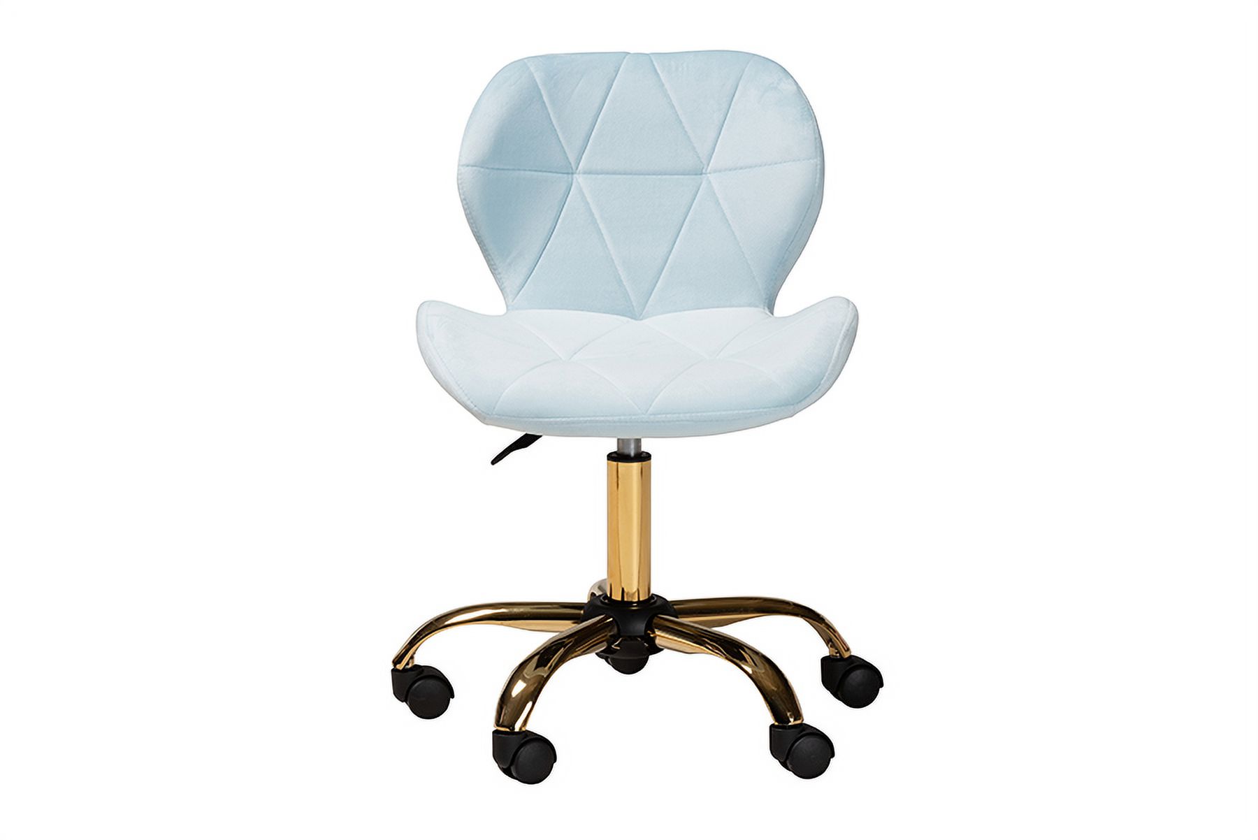 Baxton Studio Savara Contemporary Glam and Luxe Aqua Velvet Fabric and Gold Metal Swivel Office Chair