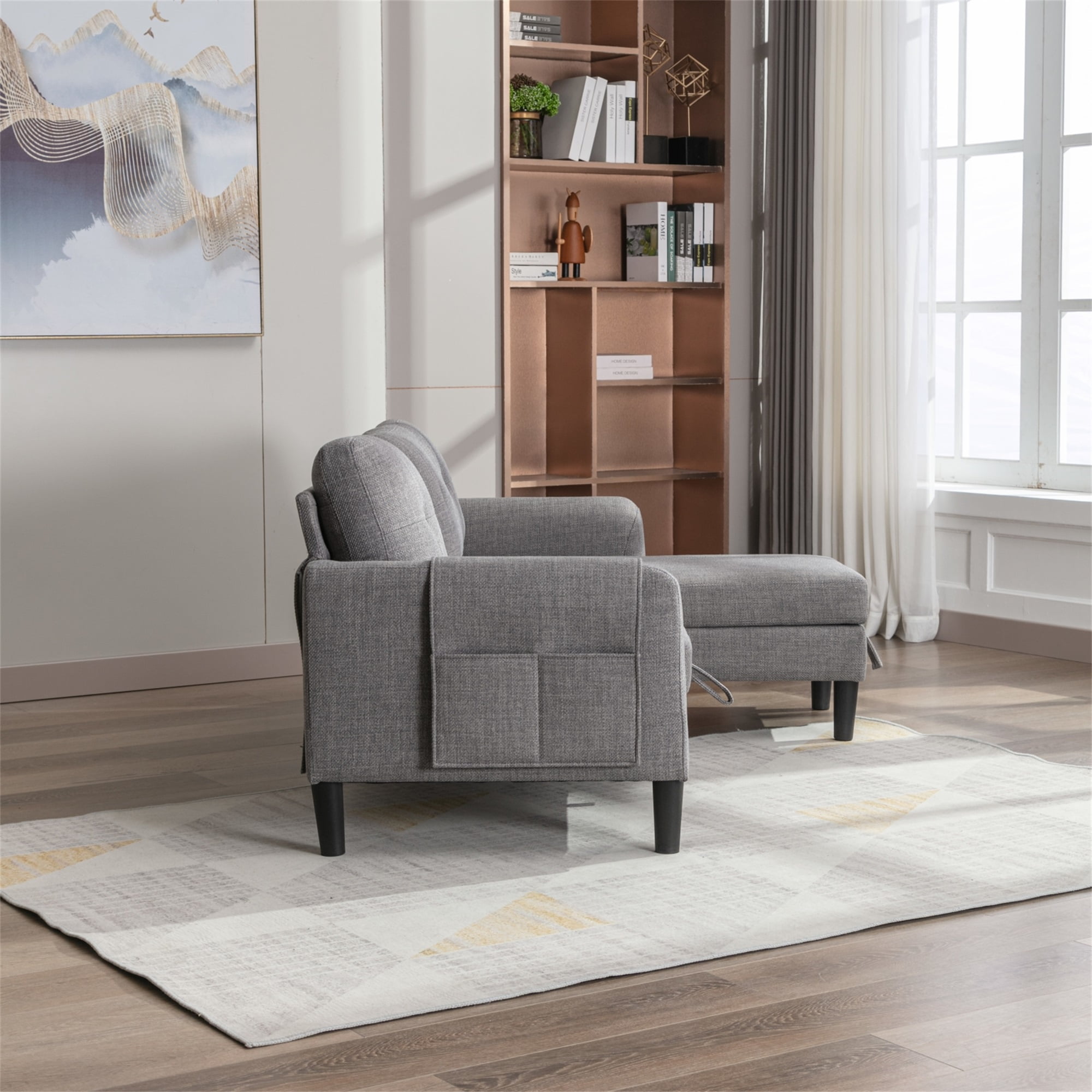 Resenkos L Shaped 4-Seat Sleeper Sectional Sofa Couch Pull-Out Bed and Storage Chaise Lounge, Light Gray Resenkos L Shaped 4-Seat Sleeper Sectional Sofa Couch Pull-Out Bed and Storage Chaise Lounge, Light Gray