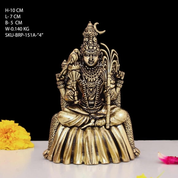 Handcrafted Tripura Sundari Lalita Devi Raja Rajeshwari Murti, Brass, Gold - 4 Inch, Size - Small, Goddess Raja Rajeshwari Brass Statue, Figurine For Puja, Home, Décor, Best Gift, Occasion Idol