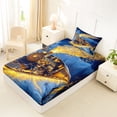 thumbnail image 4 of Castle Fairy Magical Train Twin Sheet Sets 3pcs for Kids, Winter Light Print Bedding for Bedroom, Black Gold, 4 of 6
