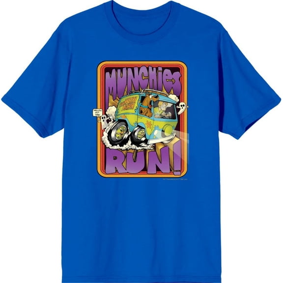Scooby-Doo Munchies Run Men's Blue Crew Neck Short Sleeve Tee-Medium