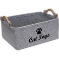 thumbnail image 1 of Organizador de juguetes de fieltro para mascotas, cesta de almacenamiento ecológica para juguetes de cachorros, cofre para mantas, correas y alimentos, elegante y funcional, gris claro, 1 of 5